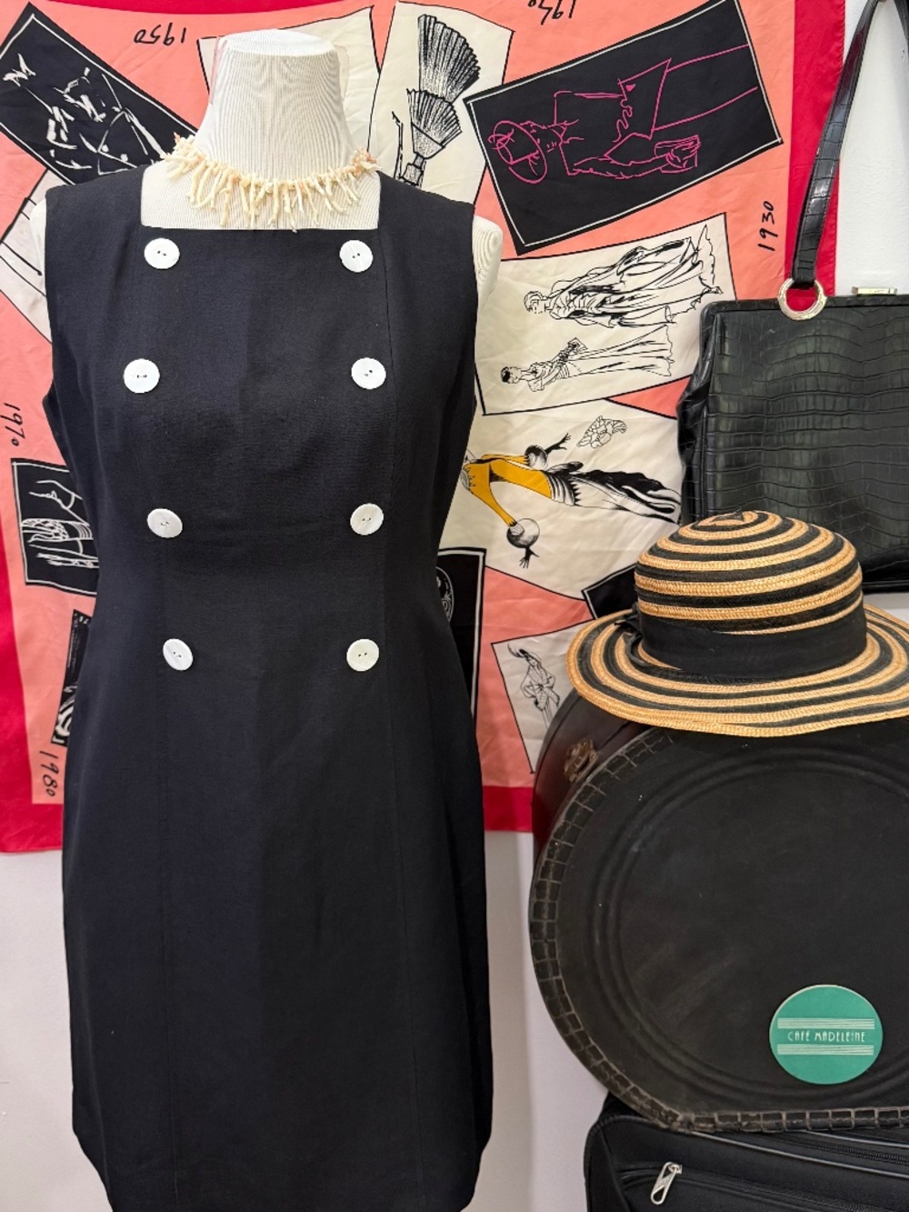 Doncaster Little Black Linen Dress, Petite 8, Corporate Chic Shift, Day to Night
